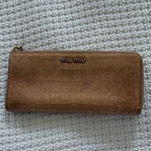 Miu Miu Brown Croc-Embossed Wallet